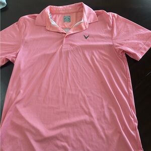 Callaway Men’s Pink Micro-Check Golf Polo
